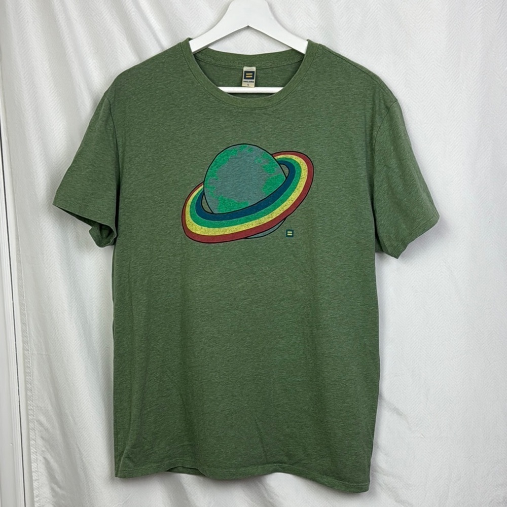Rainbow earth recycled t shirt unisex large